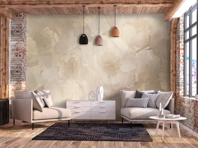 Produktbild von Vlies Fototapete Blumen 400x280 cm Tapeten Wandtapete XXL Blüte Abstrakt Vintage Betonoptik beige b-C-10235-a-a
