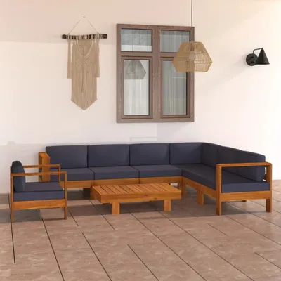 Produktbild von Maison Exclusive - 8-tlg. Garten-Lounge-Set mit Dunkelgrauen Auflagen Akazienholz
