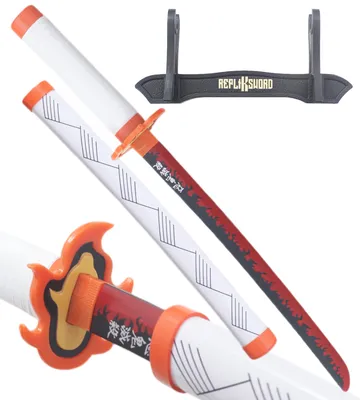 Produktbild von Anime Cosplay Mini Katana Kyojuro Rengoku Holzschwert Kimetsu no Yaiba Schwert - 45 cm