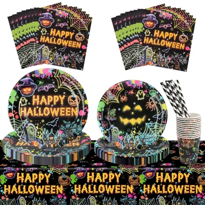 Halloween Partyservice Set, 121-teilig, Papier, 0,75 kg