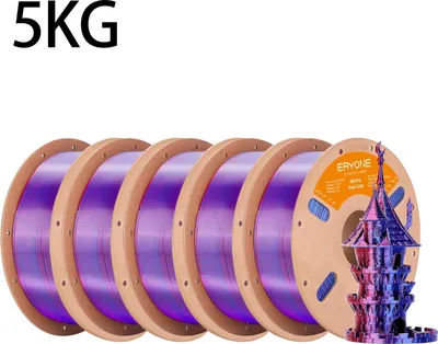 Obrázek produktu pro Filament pro 3D tisk PLA – matný hedvábný, dvoubarevný – 1,75 mm – pro tisk FDM – rozměrová přesnost ±0,03 mm – červená/modrá, cívka 5 kg