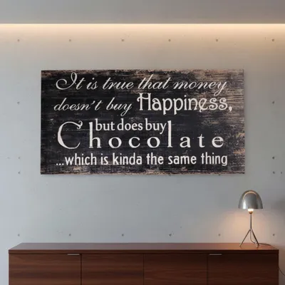 Image de Mucola Panneau en bois 100x50cm Décoration murale Panneau mural Décoration murale Tableau Proverbe Art Shabby Vintage Décoration Panneau bois - Choco