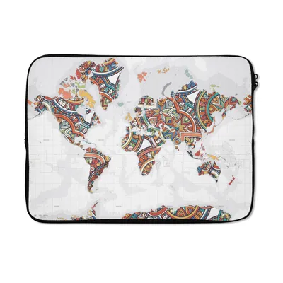 Produktbild von MuchoWow® Laptop Hülle 13 Zoll Weltkarte - Dekoration - Farbenfroh Laptoptasche - Laptophülle - Sleeve - Rundumschutz
