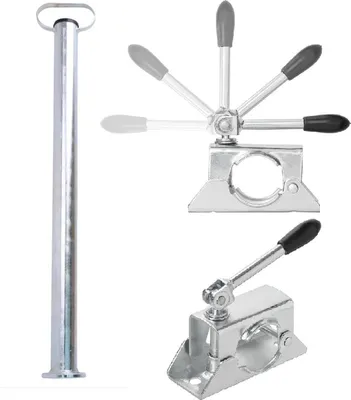 Produktbild von Set 700mm 2 x Anhänger Stützen Rohrstützen Abstellstützen + 2 x Klemmhalter 48mm