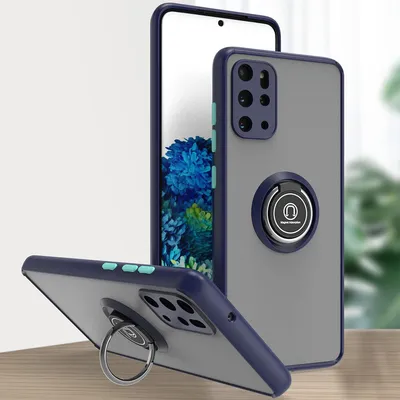 Produktbild von Samsung S20 Plus Hülle, Ring Halter Ständer Matte Transluzent TPU Rahmen Stoßfest Schutzhülle für Samsung Galaxy S20 Plus Blau