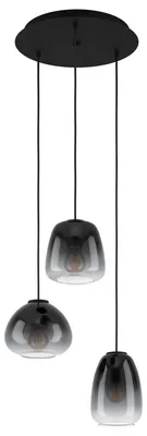 Obrázok produktu pre EGLO 900196, 3 žiaroviek, E27, IP20, Čierna, Šedá, Priehľadná