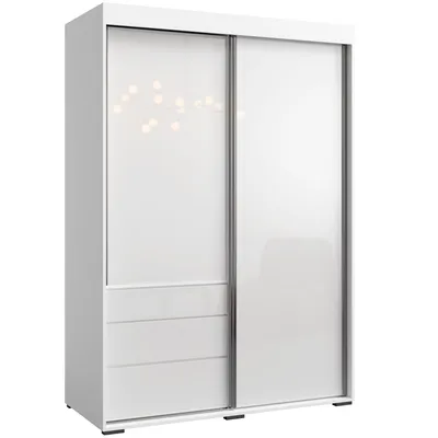 Schiebetürenschrank mit Schubladen Weiß 140 cm Breite