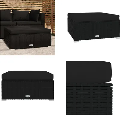 Obrázok produktu pre vidaXL Záhradná stolička s vankúšom čierna 70x70x30 cm Poly ratan - Záhradná stolička - Podnožka - Osmanská stolička