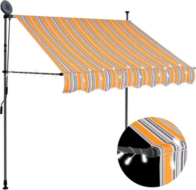 Productafbeelding van Maison Exclusive - Uittrekbare zonnescherm, handbediend, met LED-verlichting, 150 cm, geel en blauw