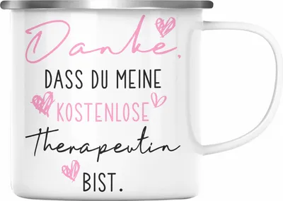 Produktbild von Trendation - Beste Freundin Emaille Tasse Geschenk Beste Freundinnen Geburtstag Lustig Freundinnen Spruch Becher - Danke Dass Du Meine e Therapeutin Bist (Silber)