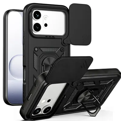 Produktbild von Outdoor Hülle für Honor 600 / Pro Handyhülle mit Kameraschutz Ringhalter Schwarz