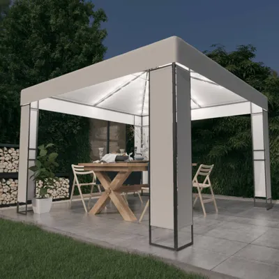 Produktbild von Pavillon mit Doppeldach & LED-Lichterkette 3x3 m Weiß , Pavillons & Partyzelte Design 2024