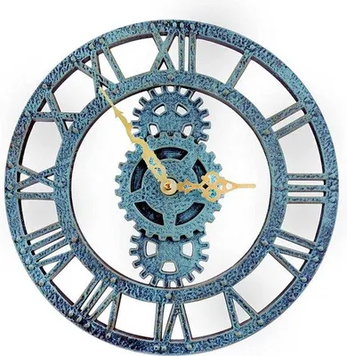 Zdjęcie produktu dla Zewnętrzny zegar ścienny 30 cm - Vintage ogrodowy zegar ścienny - wodoodporny - zielony - 30 cm