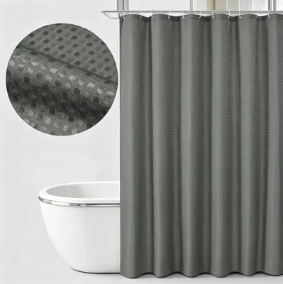 Produktbild von Duschvorhang, Bad Vorhang mit 12 Duschvorhangringen Wasserdicht für Dusche und Badewanne 180 x 200 cm Grau
