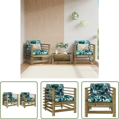 Produktbild von The Living Store Gartenstühle mit Kissen 2 Stk. Kiefernholz Imprägniert