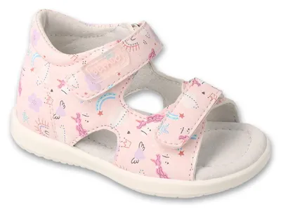 Produktbild von Sandalen Befado 170P114 rosa mit Einhörnern und Regenbogen