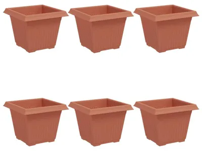 Immagine prodotto di Vaso quadrato per fiori 6 pcs Rosso Mattone 33 x 33 x 26 cm