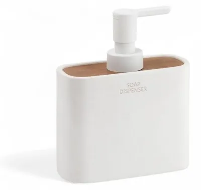 Image de Porte-savon avec distributeur en résine et bambou blanc Ninfea