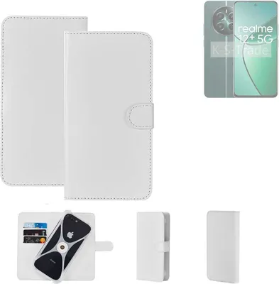 Produktbild von K-S-Trade Handy Hülle Schutz Hülle kompatibel mit Realme 12+ 5G Cover Case Bookstyle Bumper weiß 1x