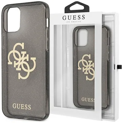 Produktbild von Guess GUHCP13SPCUGL4GBK iPhone 13 mini 54  schwarz/schwarzes Hartschalenetui Glitzer 4G großes Logo Handyhülle