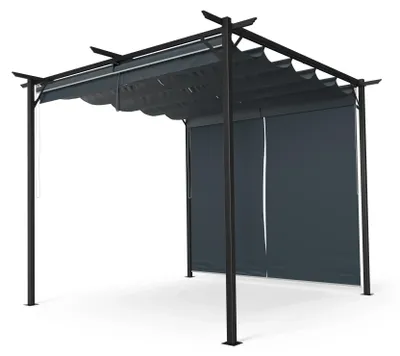 Produktbild von Blumfeldt Pergola 3x3 m - Wetterfestes Polyesterdach, Pulverbeschichteter Stahlrahmen, Seitliche Jalousien, Einfache Montage, Ganzjährig Nutzbar