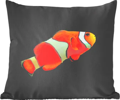 Produktbild von MuchoWow® Zierkissen Sofakissen Wohnzimmer Dekokissen 40x40 cm Fisch - Linie - Schwarz - Foto Kissen - Schlafzimmer Dekoration