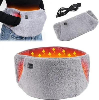 Produktbild von Elektrische Lendensteungordel, 2-in-1 Handwarmer, oplaadbare Heupgordel, 3-Temperatur-Modus, USB-Ladung, Schmerzlinderung für Rücken und Hände, grau.
