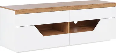 Obrázek produktu pro BELIANI TV stolek bílý světlé dřevo MDF 4 zásuvky 2 police skandinávský design obývací pokoj