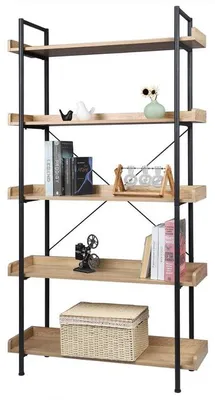 Produktbild von Famanu Bücherregal Industrieller Stil - 5 Etagen - Braun/Schwarz