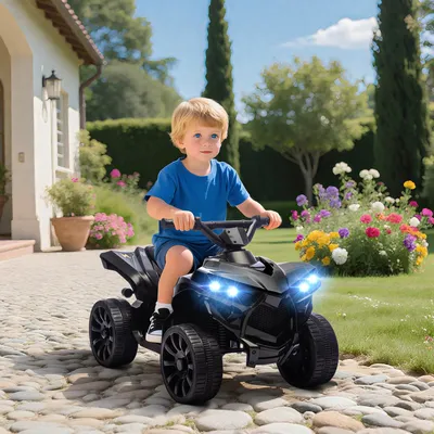 Zdjęcie produktu dla Elektryczny quad dla dzieci 6 V, quad dla dzieci z jazdą do przodu i do tyłu, metalowo-plastikowy, czarny | 70 x 42 x 45 cm | do 25 kg | 3–6 lat