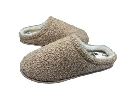 Produktbild von CRELIV Herren Hausschuhe Teddy gefüttert, warme Slip-On Pantoffeln für Zuhause, geschlossene Spitze, Braun, EU 42–43