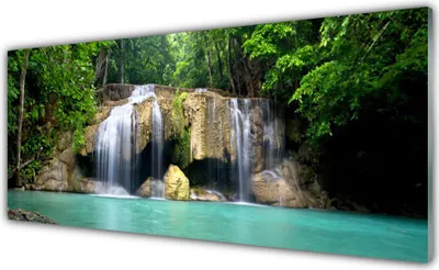 Produktbild von Glasbilder 125x50 Wandbild Druck auf Glas Wasserfall Baum Natur