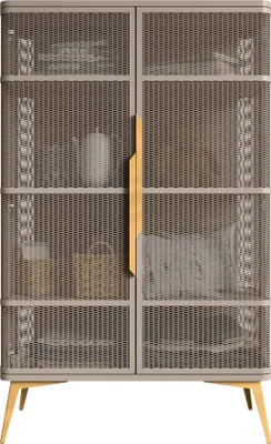 Produktbild von MIRJAN24 Vitrine Modera 2D aus metall mit zwei Drehtüren (Farbe: Cashmere + Gold)