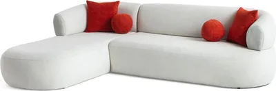 Zdjęcie produktu dla Idealna sofa narożna o zaokrąglonych kształtach, pokryta wytrzymałą tkaniną.