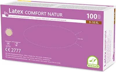 Produktbild von "Medi-Inn® PS" Handschuhe, Latex puderfrei "Comfort" weiss - natur Größe XL