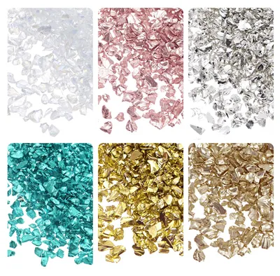 Crushed Glass Chips, 6 Farben, 1–4 mm, 28 g, Goldton