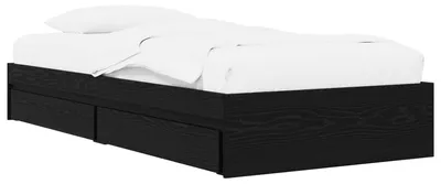 Image de Cadre de lit avec espace de rangement, en chêne noir, dimensions 80 x 200 cm