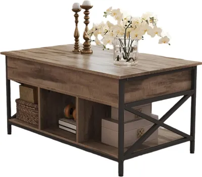 Produktbild von Höhenverstellbarer Couchtisch – Kamelbraun/Schwarz – 60 x 100 x 48–62 cm