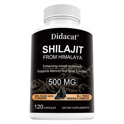 Immagine prodotto di Shilajit dell'Himalaya 500mg (120 capsule) integratore alimentare, cervello, memoria, energia, resistenza, sistema immunitario