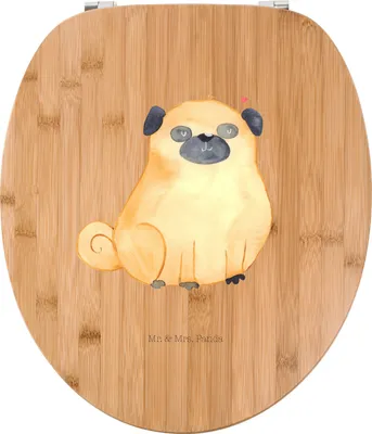 Produktbild von Mr. & Mrs. Panda holz toilettensitz Mops - Transparent - Geschenk, Liebe, WC-Sitz, WC Brille, Hundemama, Hund, Klodeckel, Knuffig, Toilettendeckel, Sitz, klo deckel