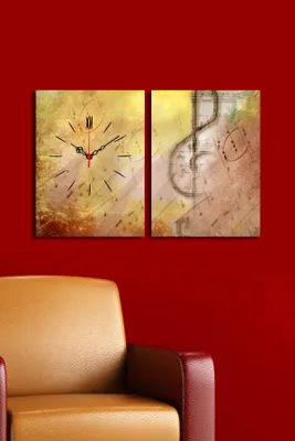 Produktbild von Opviq, 2P3040CS- CLA2641, Bunt, Wanduhren, 64 x 40 cm, 100% Wildleder -Leinwand