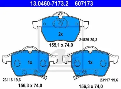 Image de Jeu de garnitures de frein Ate, frein à disque essieu avant 13.0460-7173.2