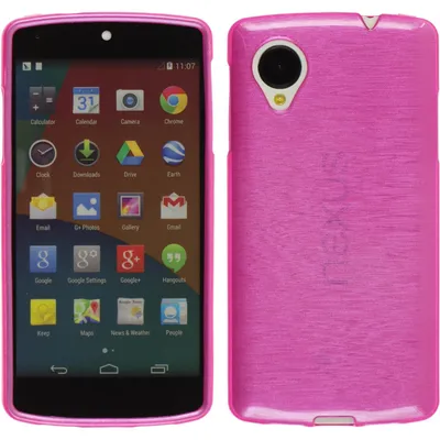 Produktbild von PhoneNatic Case kompatibel mit Google Nexus 5 - pink Silikon Hülle brushed + 2 Schutzfolien