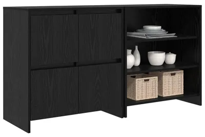 Zdjęcie produktu dla Komoda vidaXL, 2 szt., czarna, imitacja dębu, 70 x 41 x 75 cm