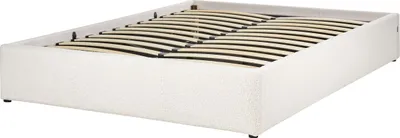 Obrázek produktu pro BELIANI Čalouněná postel s úložným prostorem 140 x 200 cm buklé bílá nábytek do ložnice moderní stylový