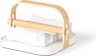Produktbild von Umbra Serviettenhalter Bellwood, Serviettenspender, Holz, Kunststoff, Weiß, Natur, 1022631-668
