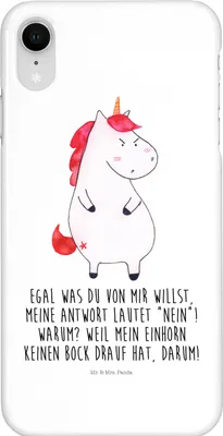 Produktbild von Mr. & Mrs. Panda Iphone XR Handyhülle Einhorn Wut - Weiß - Geschenk, Unicorn, Premium Kunststoff, Handy Case, Arbeit, Nein, Büro