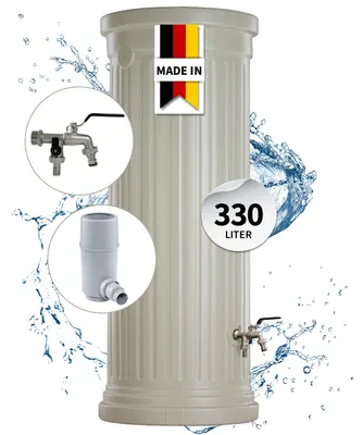 Produktbild von GARANTIA Säulentank Komplett-Set 330 Liter sandbeige inkl. Chrom-Doppelauslaufhahn und Fallrohranschluss