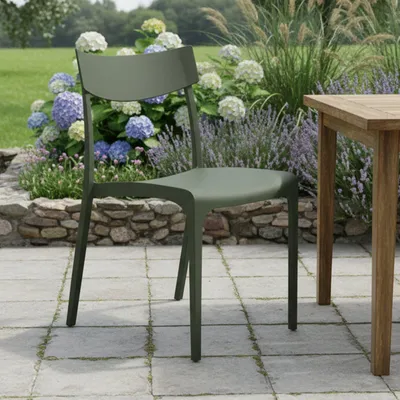 Produktbild von Dmora Stuhl Orcus Grün, stapelbarer Gartenstuhl