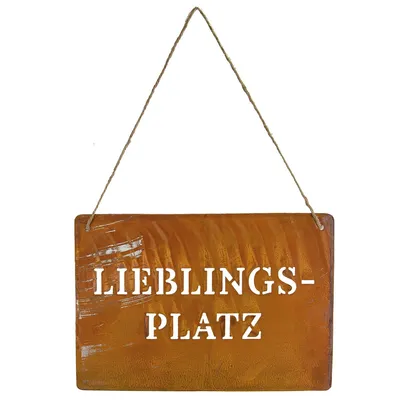 Produktbild von Riffelmacher Schild Metall zum Hängen "Lieblingsplatz" Rostfarben 30 cm x 20 cm